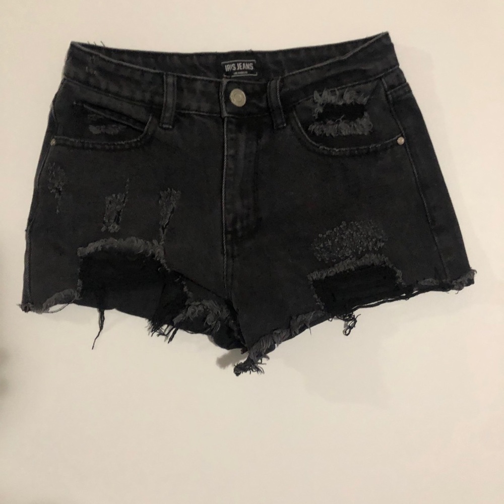 Iris Jeans Black Booty Shorts Size Small